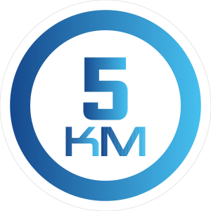 סמל מקצה ריצה 5 קילומטר בצבע כחול | 5 KM blue race icon