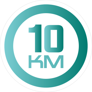 סמל מקצה ריצה 10 קילומטר בצבע כחול | 10 KM blue race icon
